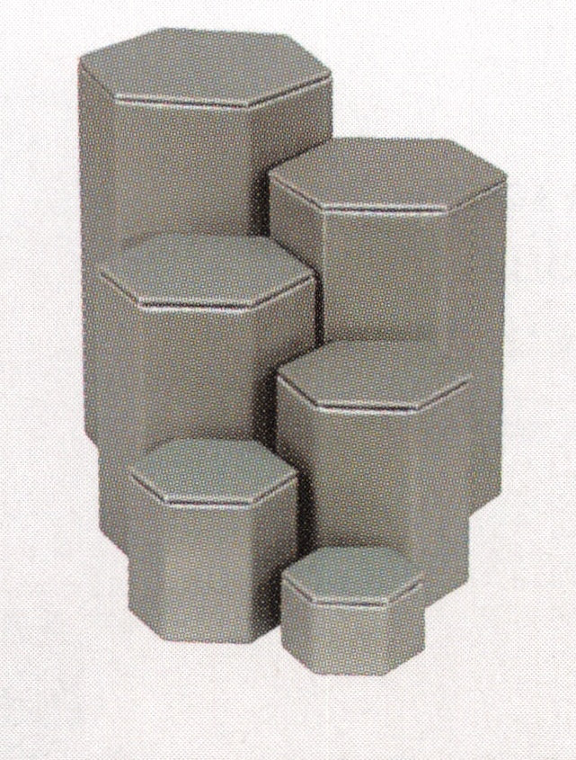 Hexagon Stacking Riser — 6-Pc Set — 2 ~ 4" Diag — Steel Grey Faux Leather