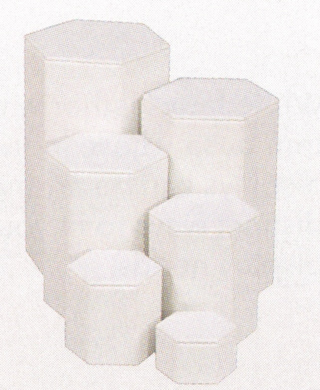 Hexagon Stacking Riser — 6-Pc Set — 2 ~ 4" Diag — White Faux Leather