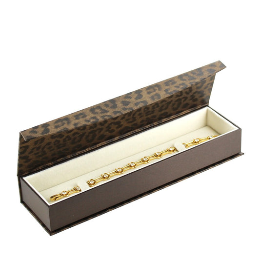 Bracelet Box - Leopard Fancy Magnetic Flap - Beige Insert