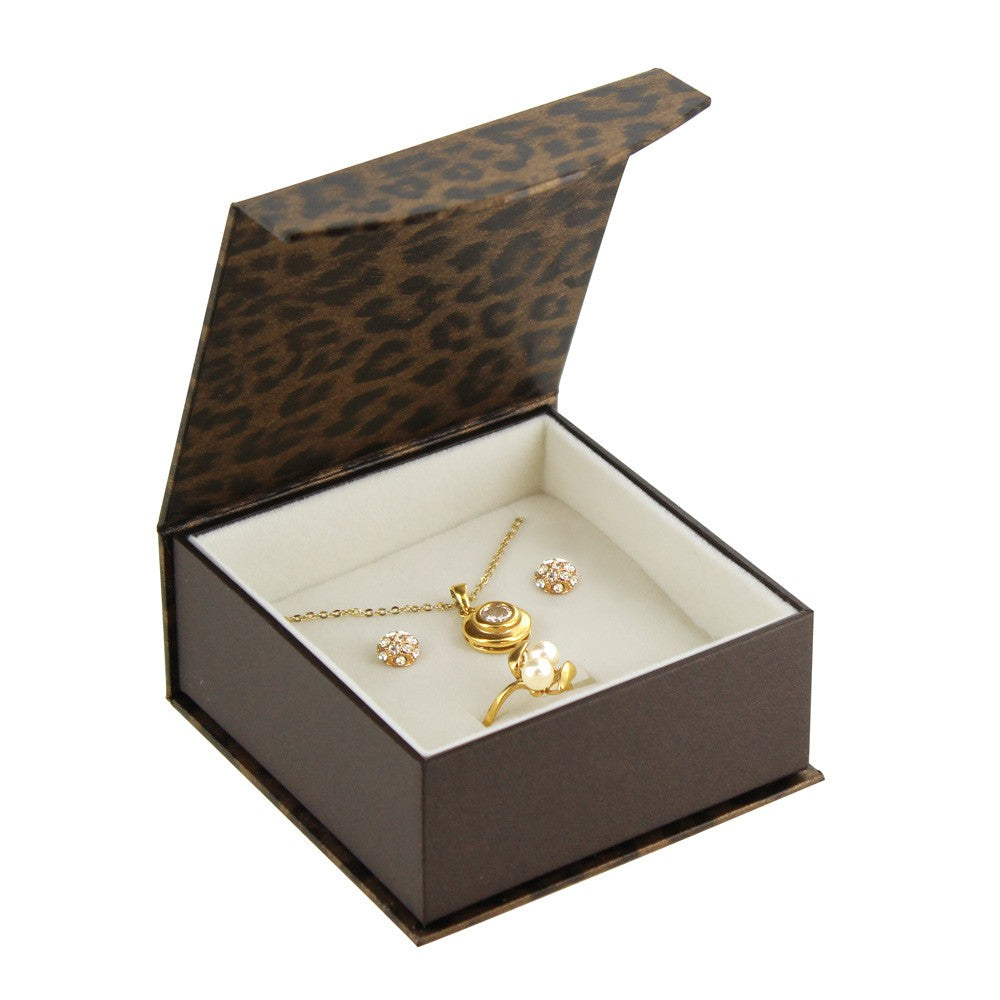 Combo / Set Box - Leopard Fancy Magnetic Flap - Beige Insert