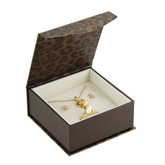 Combo / Set Box - Leopard Fancy Magnetic Flap - Beige Insert