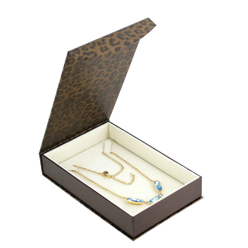 Necklace Box - Leopard Fancy Magnetic Flap - Beige Insert
