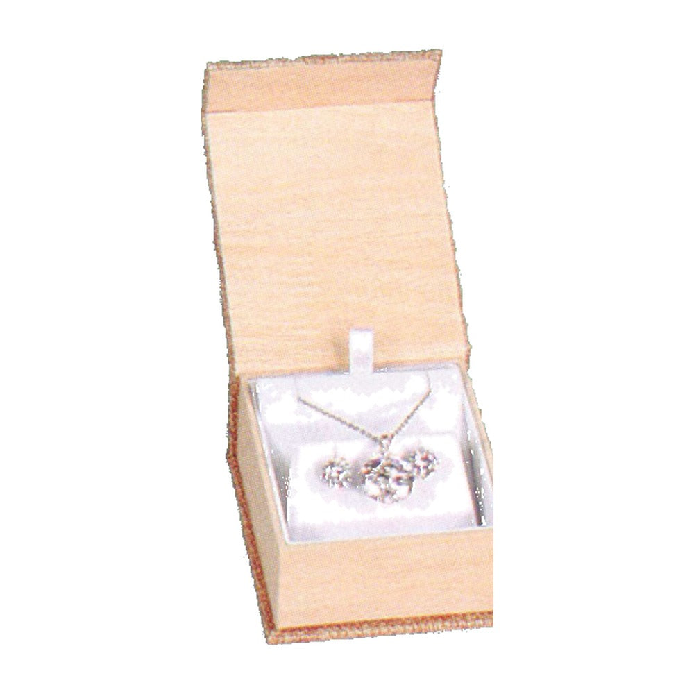 Pendant/Earring Box - Burlap Magnetic Flap