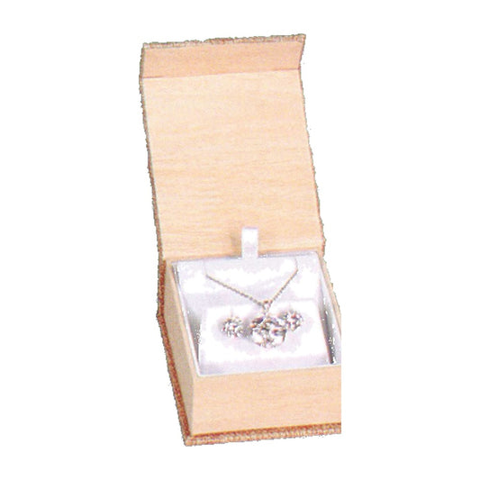 Pendant/Earring Box - Burlap Magnetic Flap