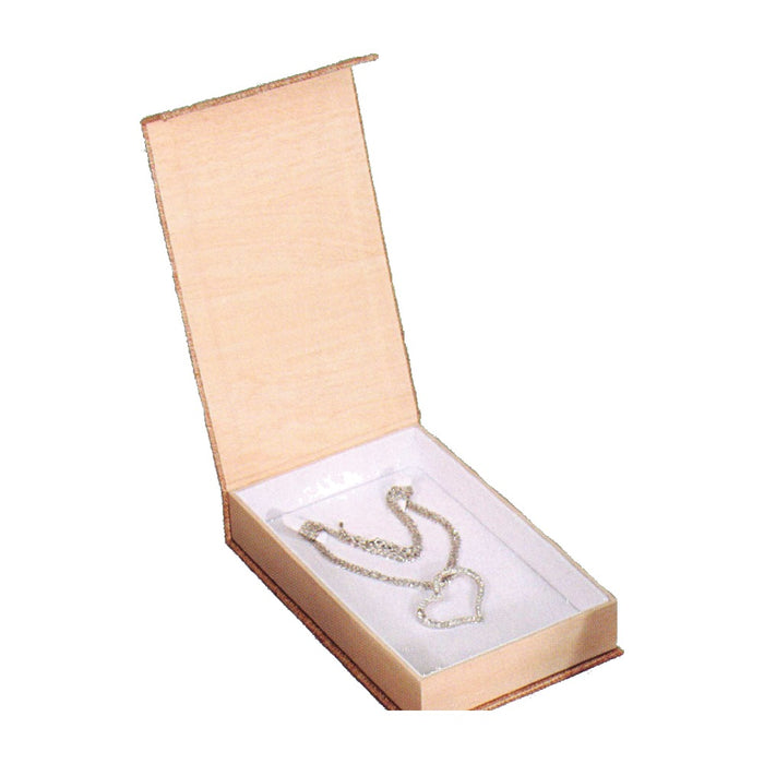 Necklace Box - Burlap Magnetic Flap