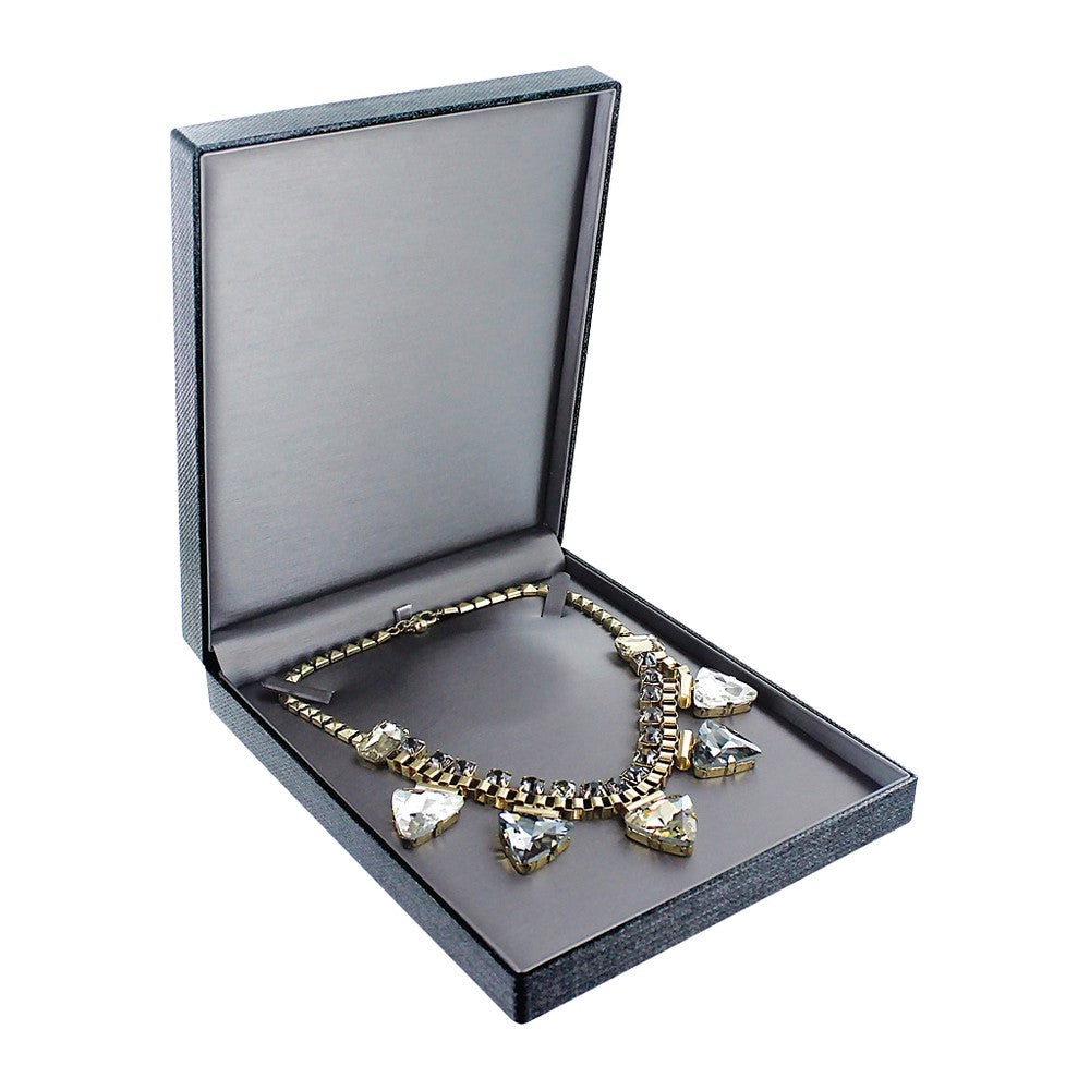 Necklace Box - Premium Ribbon - Charcoal Grey