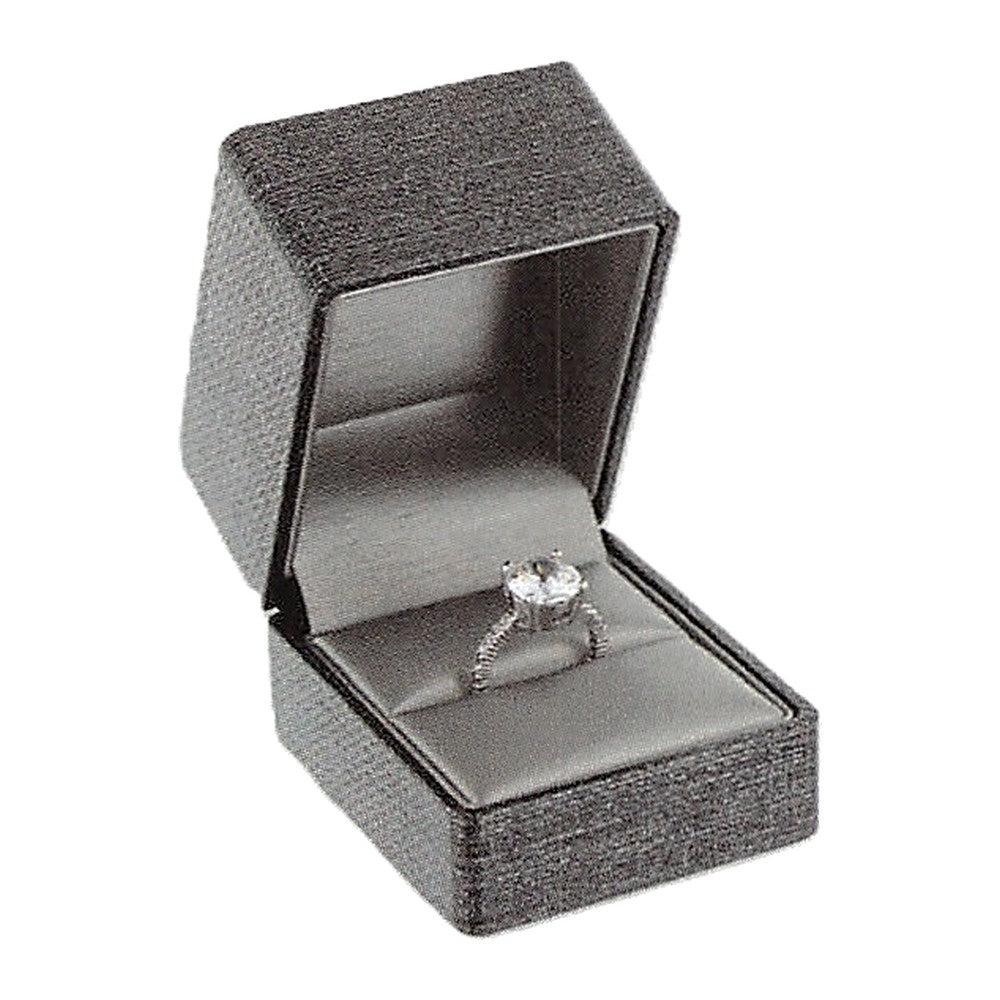 Ring Box - Premium Ribbon - Charcoal Grey
