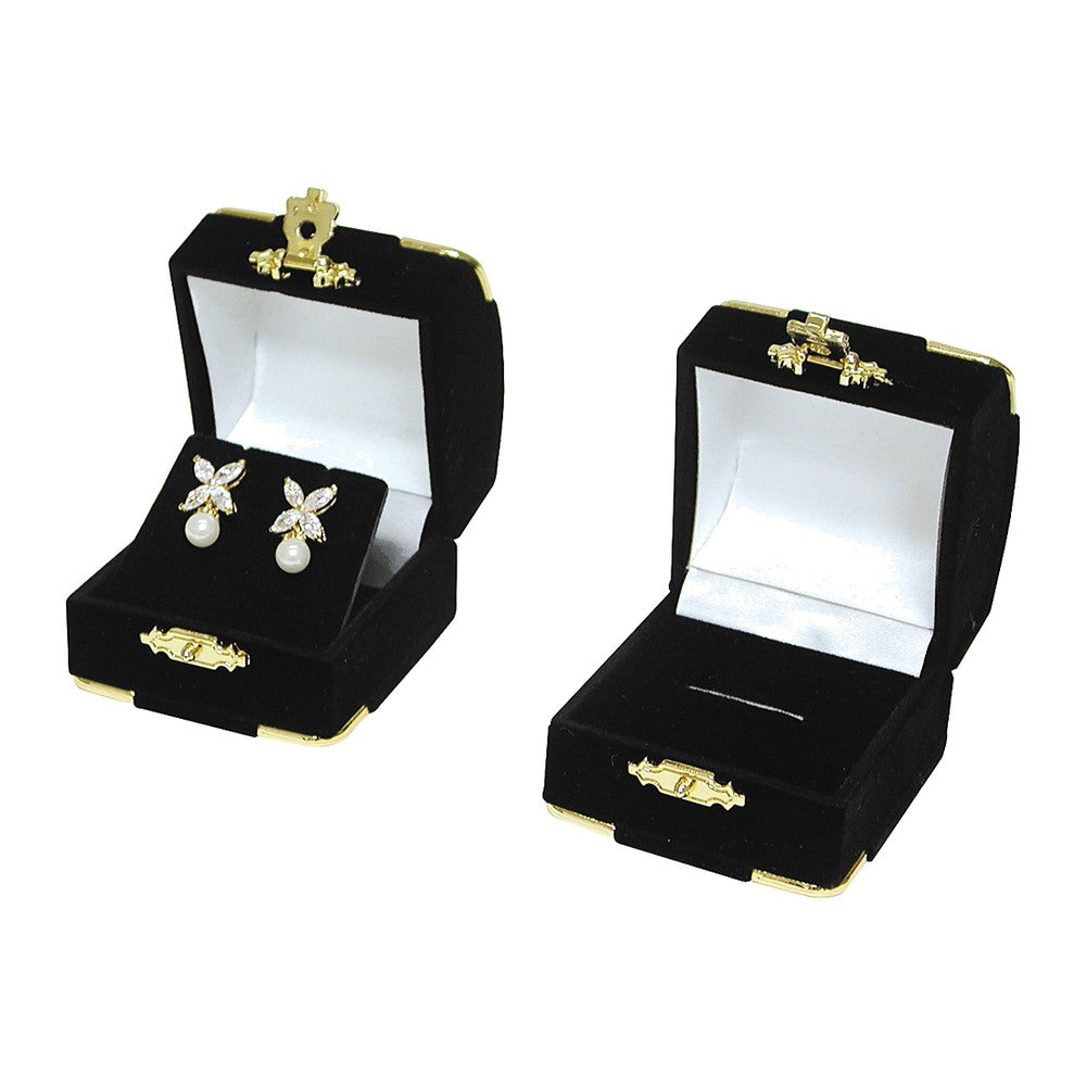Ring Box - Clasped Velour - Black