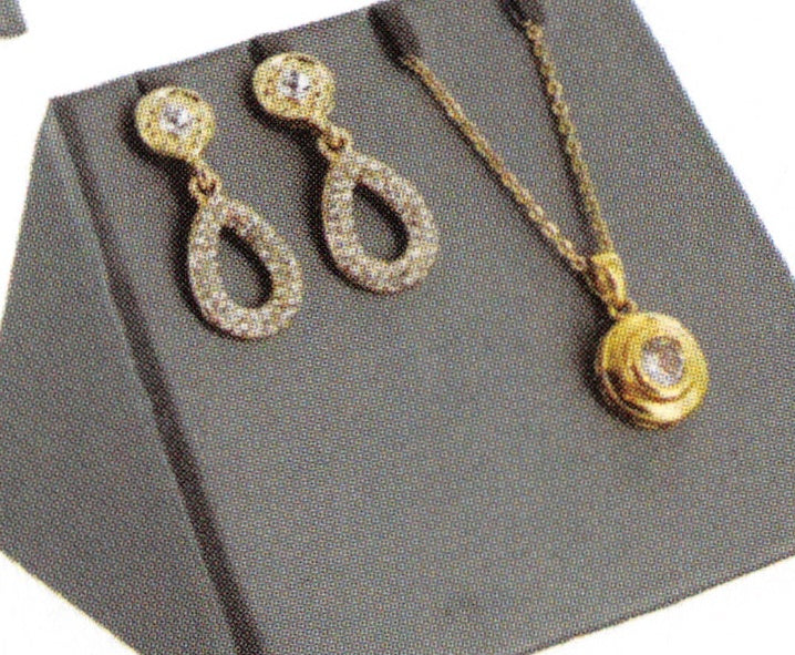Mini Display — Earring/Pendant — 3 3/4 x 2 1/2 x 2" H — Steel Grey Faux Leather