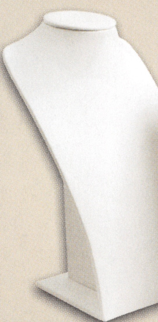 Elongated Neckform — 11 7/8" H — White Faux Leather