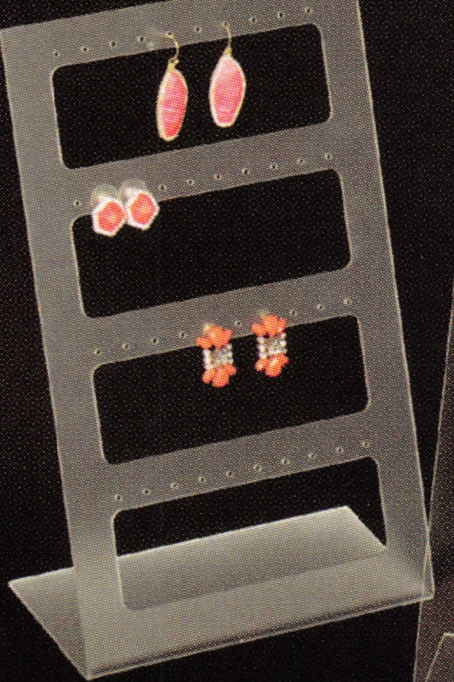 Multiple Acrylic Earring Displays Stand — Up to 20 Pr — 6 x 9 1/2" H — White Frost