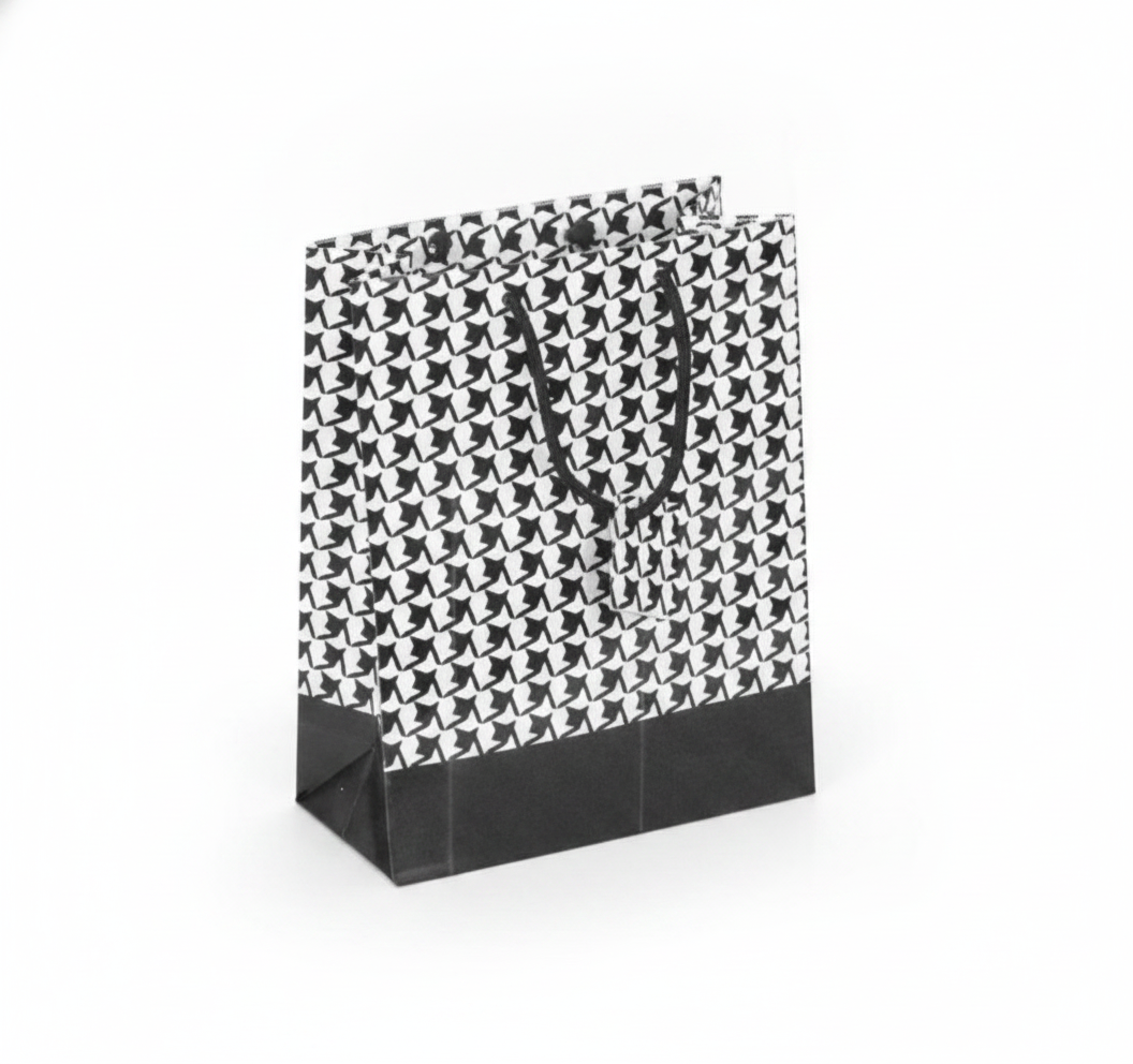 Patterned Paper Tote — Houndstooth — 3 x 2 x 3 in