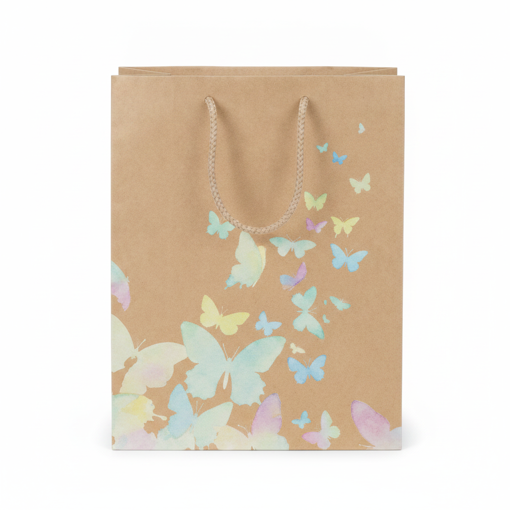 Patterned Paper Tote — Kraft Watercolor — 4 x 2 in