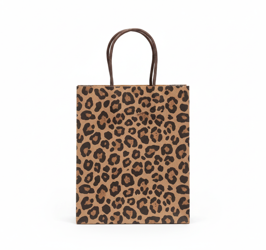 Patterned Paper Tote — Leopard Spot Coating — 8 x 5 x 10 in