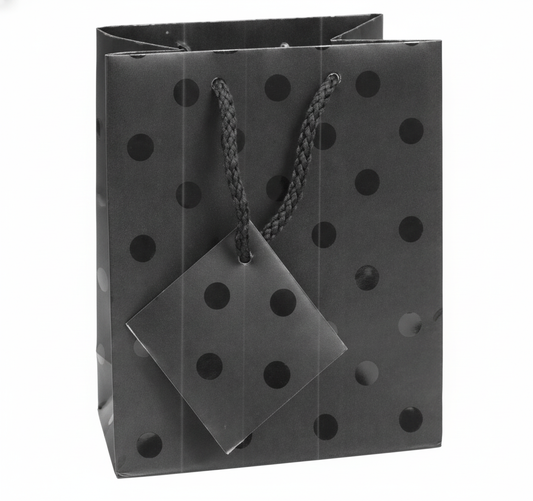 Patterned Paper Tote — Polka Dot Shopping Tote — 3 x 2 x 3 in