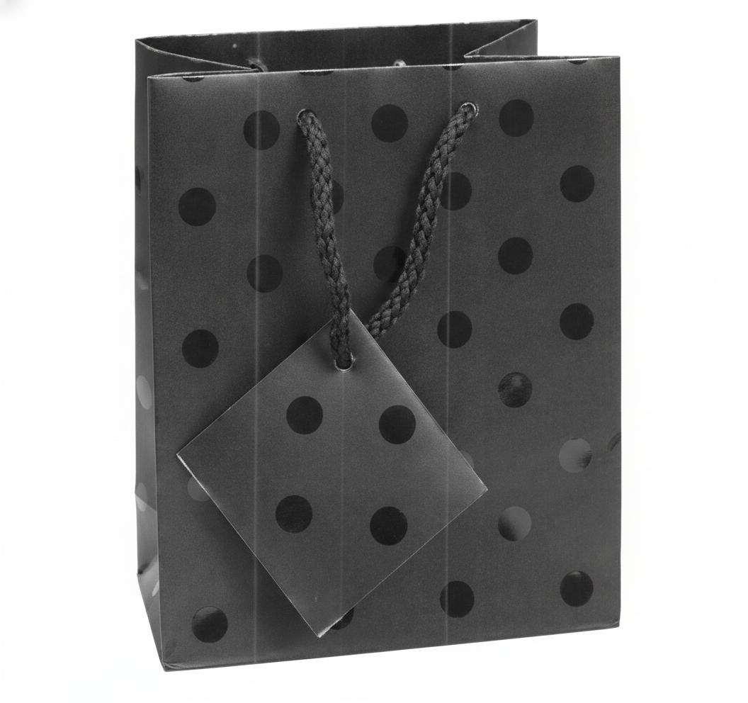 Patterned Paper Tote — Polka Dot Shopping Tote — 4.75 x 2.5 x 6.75 in