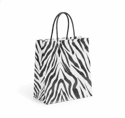 Patterned Paper Tote — Zebra Print — 3 x 2 x 3 in