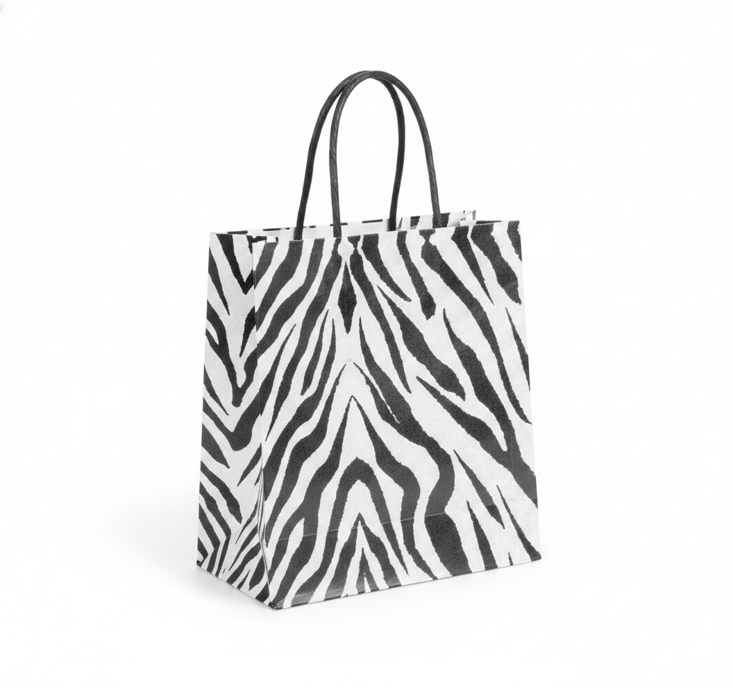 Patterned Paper Tote — Zebra Print — 4 x 2 in