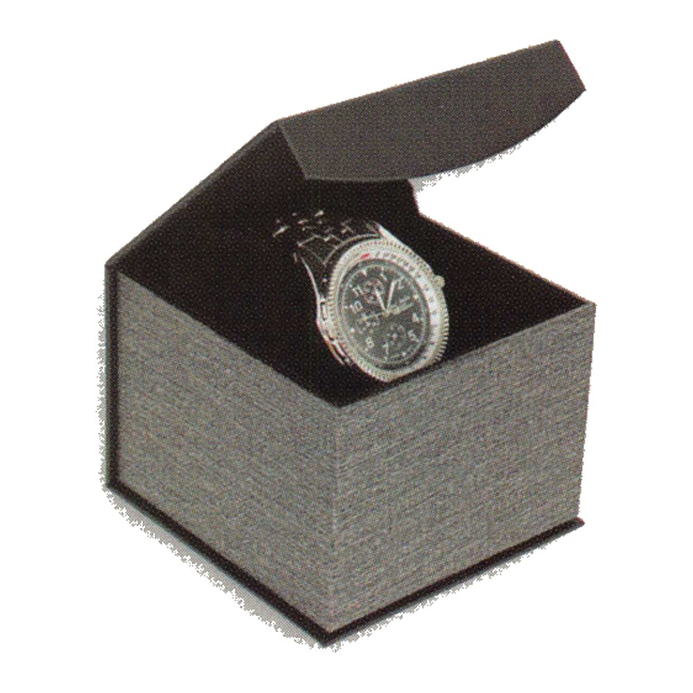 Watch Box - Deluxe Magnetic Flap - Metallic Grey