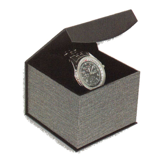 Watch Box - Deluxe Magnetic Flap - Metallic Grey