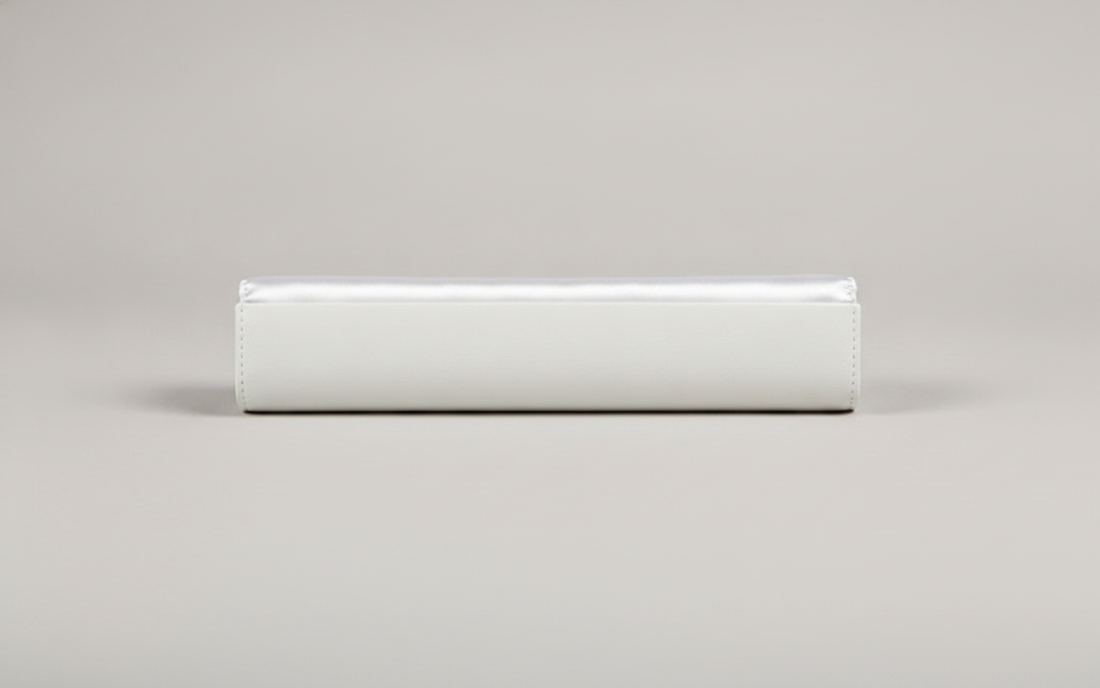 Bracelet & Watch Folder — White Leatherette / White Satin — 2¼ x 9½ in