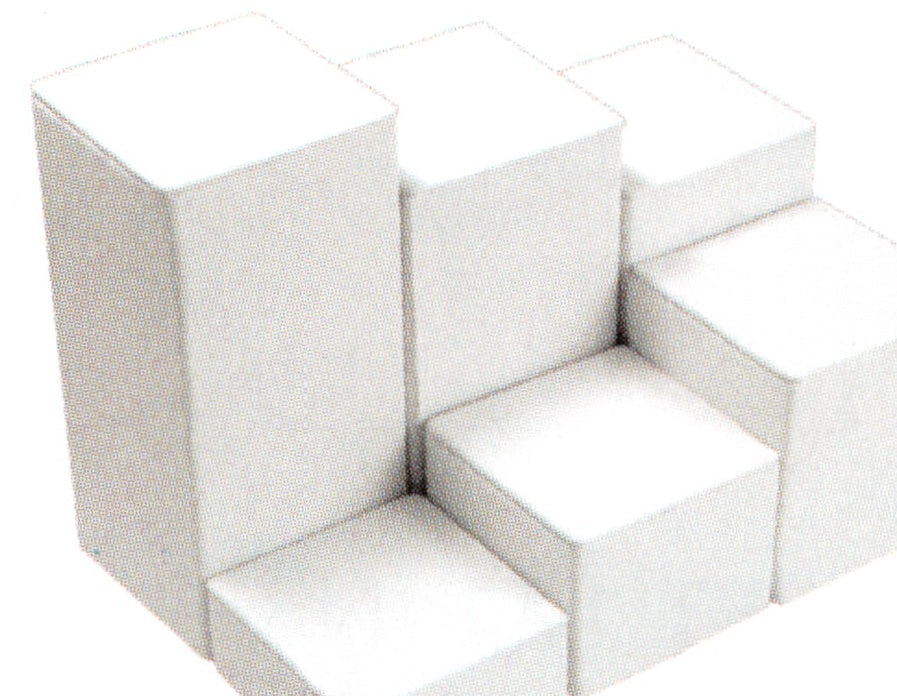 Riser Block Set — 6-Pc. Square Set — 3" Sq. — White Faux Leather