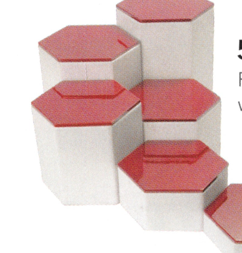 Riser Block Set — 6-Pc. Wood Top Set — 4" Diag. — Faux White Leather w/ Rosewood Top