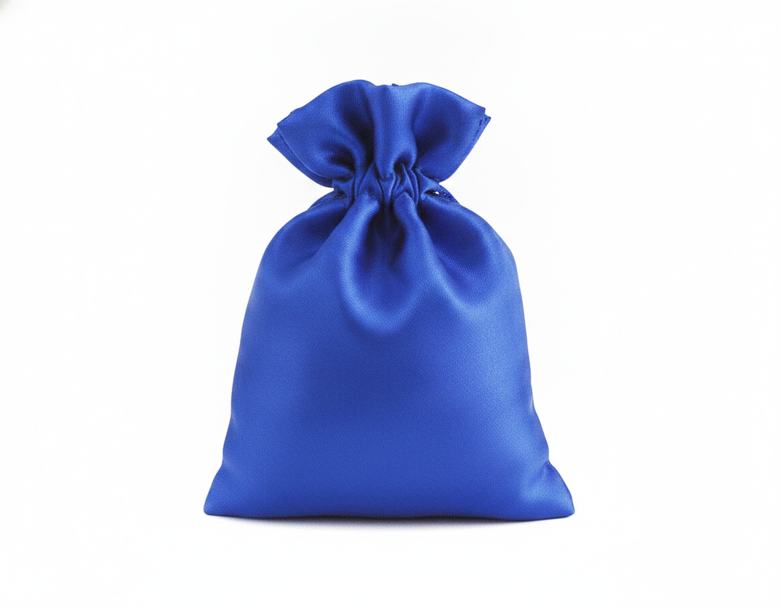 Satin Drawstring Pouch — Blue Satin — 4 x 4.5 in