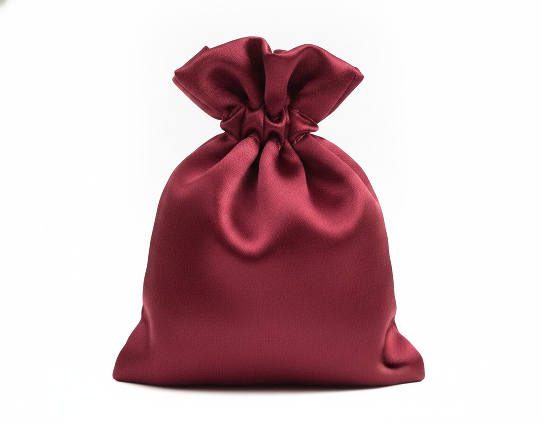 Satin Drawstring Pouch — Burgundy Satin — 2.5 x 3.5 in