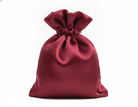 Satin Drawstring Pouch — Burgundy Satin — 2.5 x 3.5 in