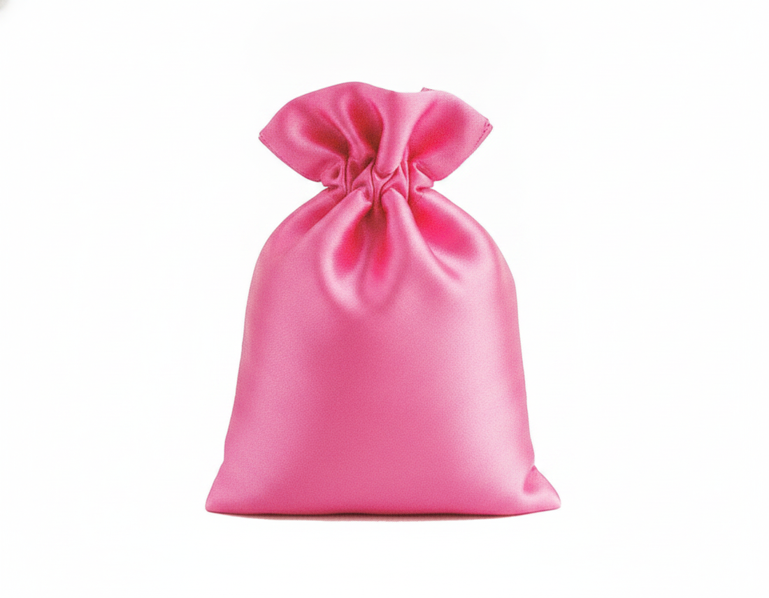 Satin Drawstring Pouch — Pink Satin — 4 x 4.5 in