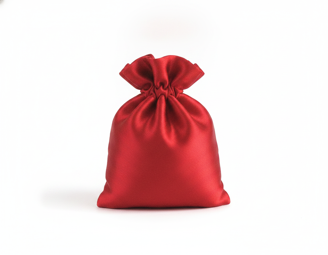 Satin Drawstring Pouch — Red Satin — 2.5 x 3.5 in