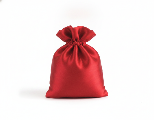 Satin Drawstring Pouch — Red Satin — 4 x 4.5 in