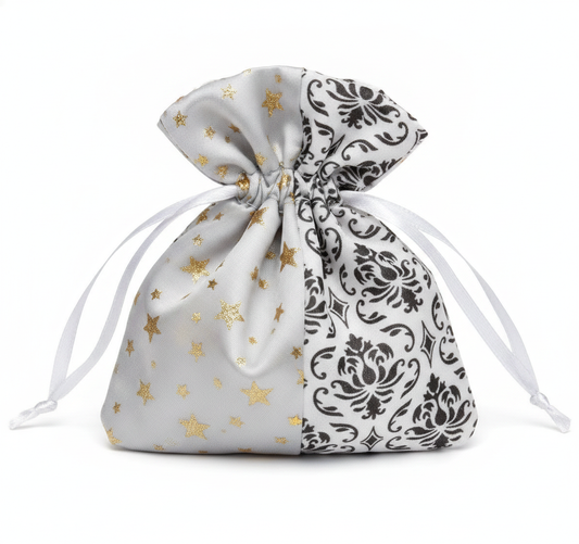 Sheer Organza Cinch Pouch — Assorted Reversible Satin Cinch — 11 in Dia