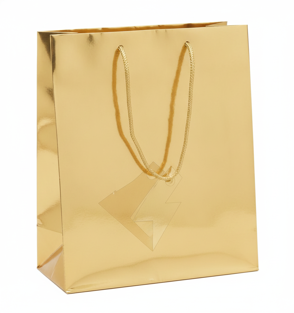 Solid Color Paper Tote — Glossy Gold Metallic — 3 x 2 x 3 in