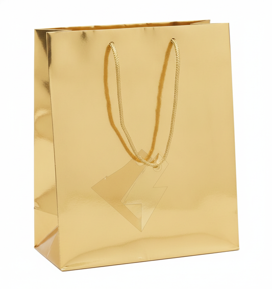 Solid Color Paper Tote — Glossy Gold Metallic — 3 x 2 x 3 in