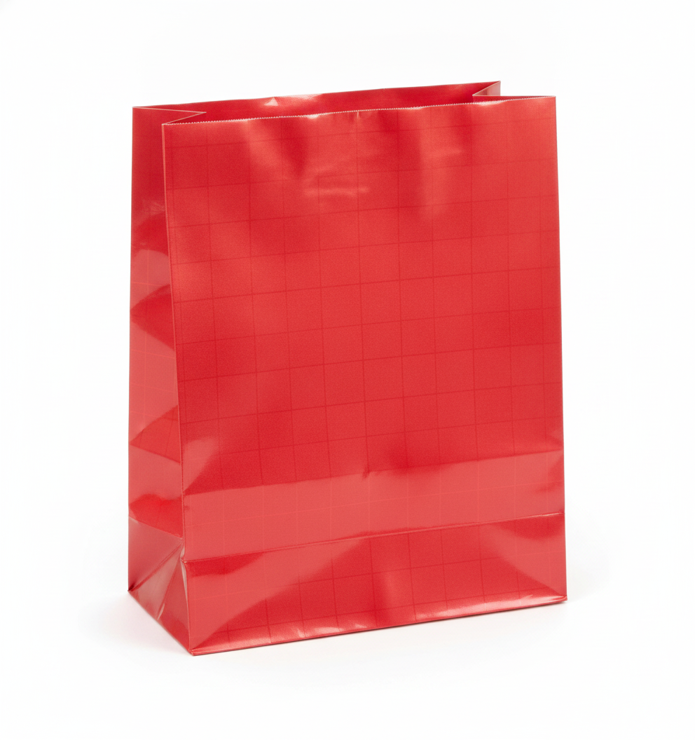 Solid Color Paper Tote — Glossy Red — 8 x 5 x 10 in