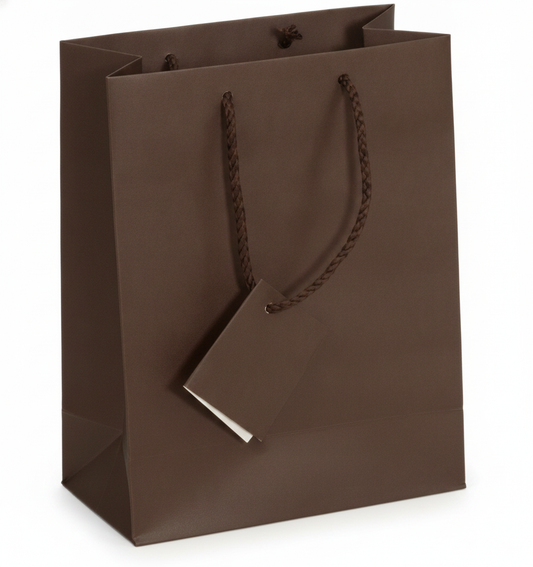 Solid Color Paper Tote — Matte Dark Brown — 3 x 2 x 3 in