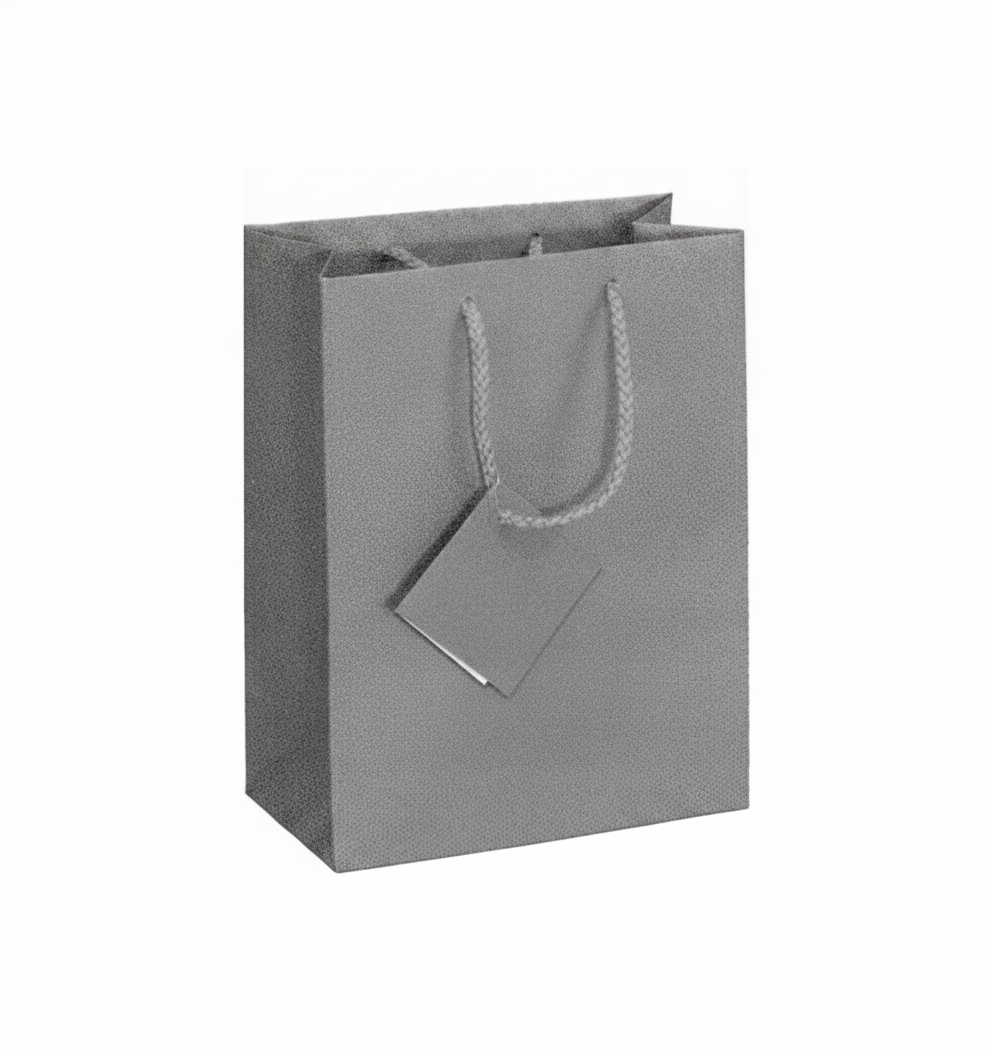 Solid Color Paper Tote — Matte Grey — 3 x 2 x 3 in