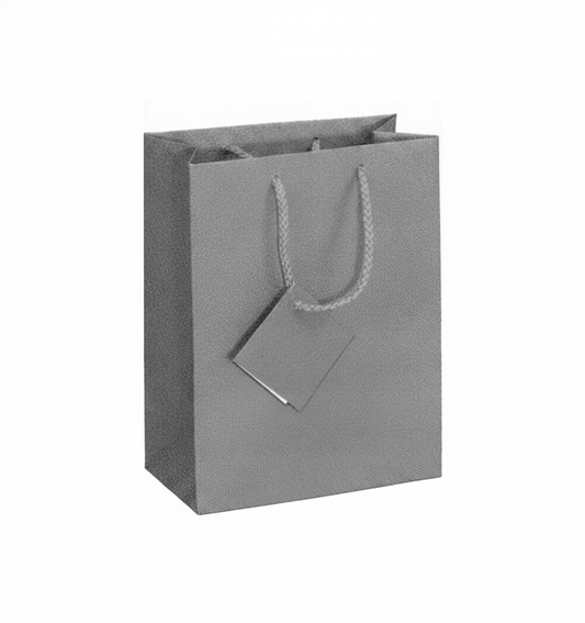 Solid Color Paper Tote — Matte Grey — 4.75 x 2.5 x 6.75 in