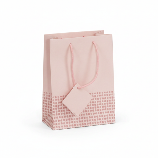 Solid Color Paper Tote — Matte Pink — 4.75 x 2.5 x 6.75 in
