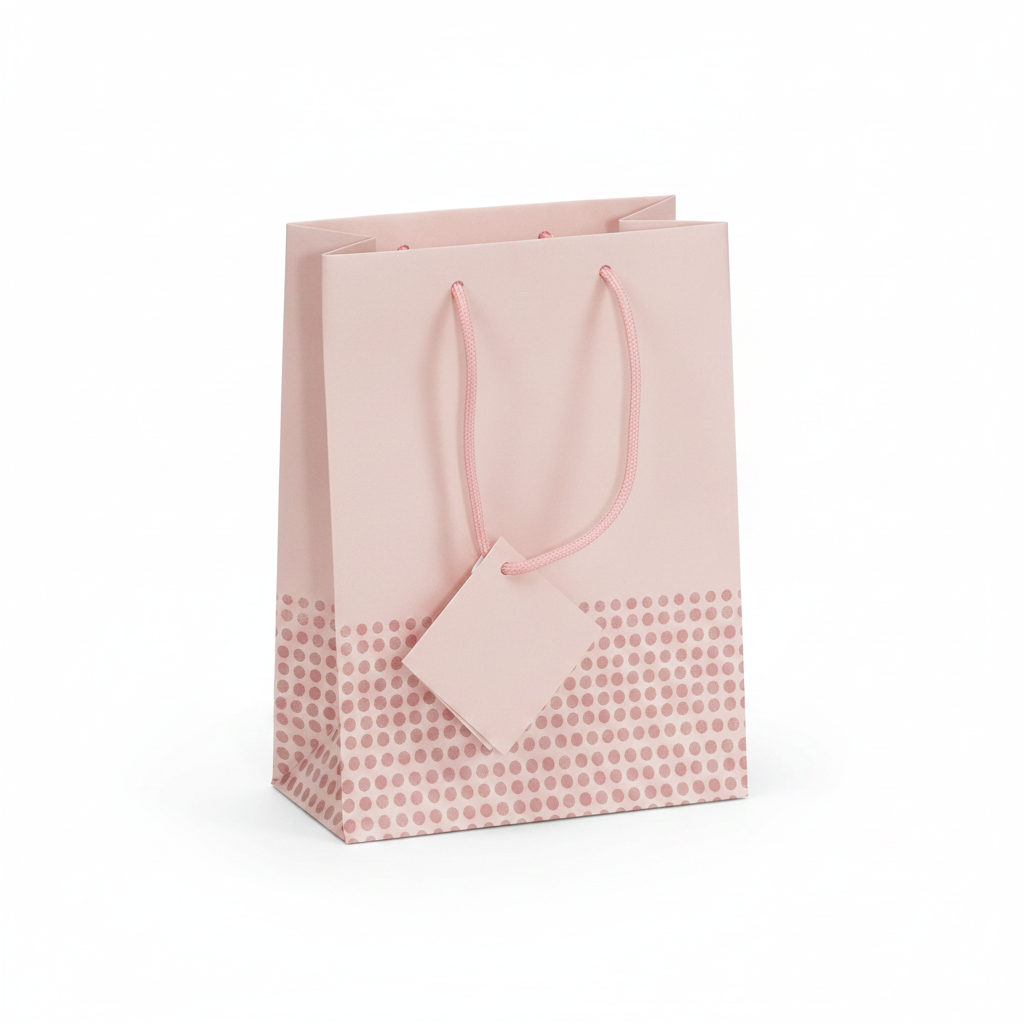 Solid Color Paper Tote — Matte Pink — 8 x 5 x 10 in