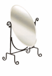 Fancy OVAL Mirror Metal Stand - Black Base