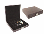 24 comp cufflink/ring case-dark walnut wood paper