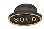 OVAL sold tag - Black w/ Gold letter (100 pc/bag)